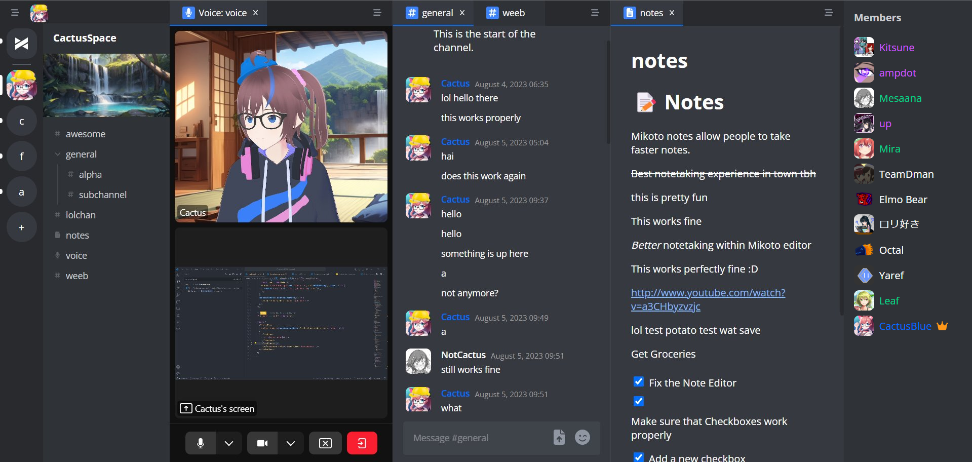 Mikoto application screenshot
